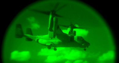 An MV-22 Osprey of the United States Marine Corps photographed during Exercise Talisman Saber 2017. Photo by Leading Aircraftman Dillon Anderson.