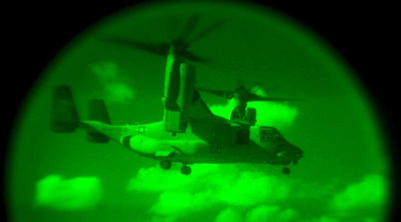 An MV-22 Osprey of the United States Marine Corps photographed during Exercise Talisman Saber 2017. Photo by Leading Aircraftman Dillon Anderson.
