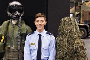 CCPL Alex Barrott-Walsh (centre) on duty at a recent Defence Careers Expo. Image by PLTOFF (AAFC) Paul Rosenzweig