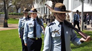 CFSGT Eric Symons on duty last year (centre, as a Cadet Sergeant) at the Air Force Memorials and Bomber Command Commemorative Service in Adelaide. Image by CPL (AAFC) Kim Edgar