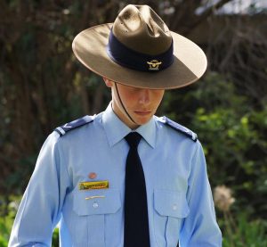 Leading Cadet Simon Russell, a member of the Catafalque Party provided by 604 Squadron, AAFC from Hampstead Barracks in Adelaide, SA.