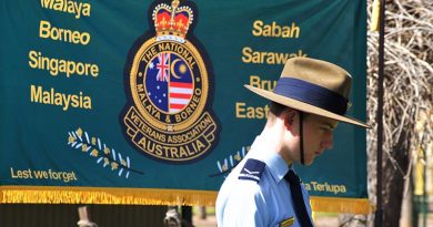 Leading Cadet Byron Barnes-Williams on duty on Malaya-Borneo Veterans Day 2017. Leading Cadet Barnes-Williams was also a member of the 2016 Pilgrimage to Kuching in Sarawak, Malaysia.