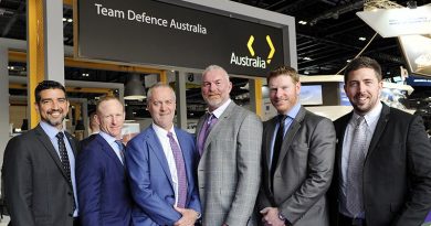 ADA rep Alvaro Carvajal, Mark Donaldson VC, ADA CEO Matt Graham, CONTACT sniper contributor Jason Semple, Daniel Keighran VC and Managing Director LE Gear Mark Foote.