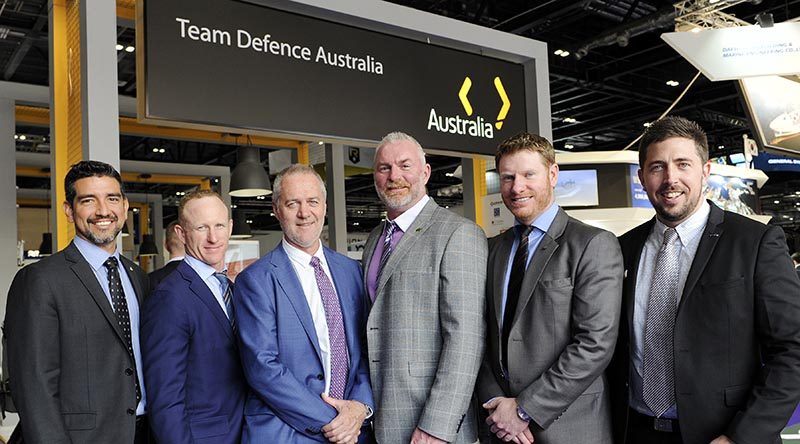 ADA rep Alvaro Carvajal, Mark Donaldson VC, ADA CEO Matt Graham, CONTACT sniper contributor Jason Semple, Daniel Keighran VC and Managing Director LE Gear Mark Foote.