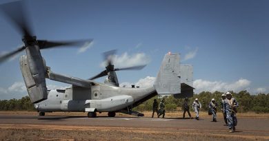International observers disembark the MV-22 Osprey at South Goulburn Island to observe Exercise Crocodile Strike. Photo by Sergeant Janine Fabre.