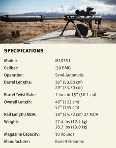 M107A1 specifications