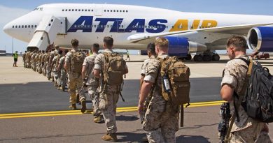 Members of the United States Marine Corps from Marine Rotational Force - Darwin 2017, begin their journey home from RAAF Base Darwin. Photo by Leading Seaman James Whittle.