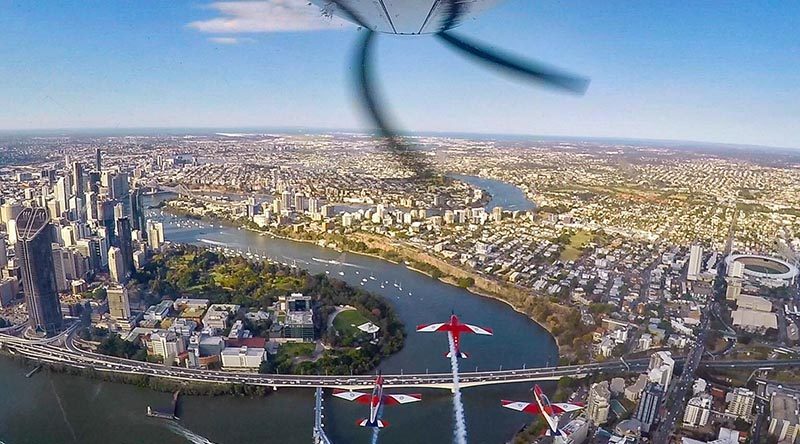 RAAF Roulettes over Brisbane. Roulettes' photo.