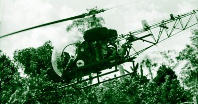 An RAAF Sioux helicopter in Vietnam, 1968, from Australian War Memorial collection. From black and white, colourised by CONTACT.