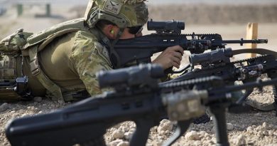 Australian soldier Private Anthony Brown conducts a range shoot with the EF-88 Austeyr rifle at the Taji Military Complex, Iraq. Photo by Able Seaman Chris Beerens.