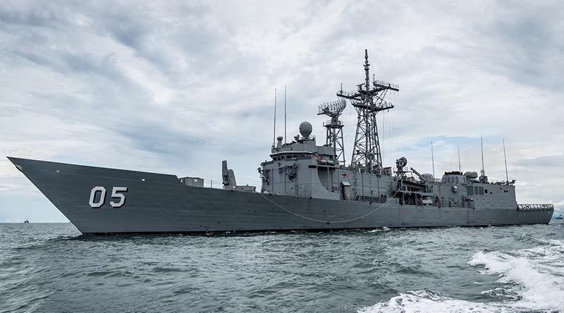 HMAS Melbourne departs Brunei enroute to Korea. Photo by Able Seaman Daniel Cull.