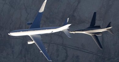 Air-to-air refuelling trials between an Australian KC-30A and United States B-1B Lancer. USAF photo by Christian Turner.