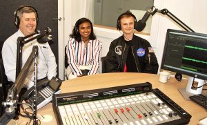 Pilot Officer (AAFC) Dennis Medlow, LCDT Tharane Thamodarar and CCPL Tomasz Kocimski at Radio Adelaide. Photo by Flying Officer (AAFC) Paul Rosenzweig