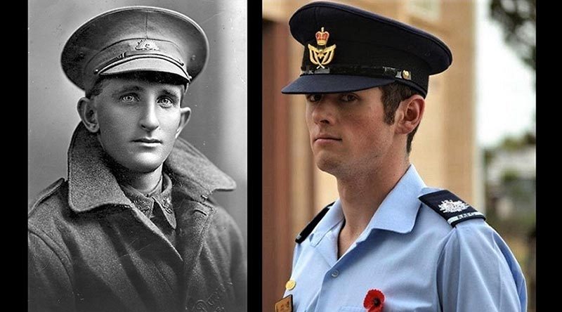 3135 Trooper Alfred Joseph Smith, 3rd Australian Light Horse Regiment, AIF, and his great-grandson Cadet Warrant Officer Jack Lemar, No 622 Squadron, AAFC. Images supplied by Flying Officer (AAFC) Paul Lemar.