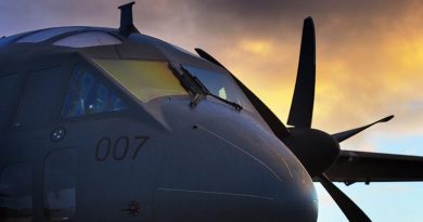 A RAAF C-27J Spartan at Shark Bay Airport, Western Australia. Photo by Corporal Oliver Carter.