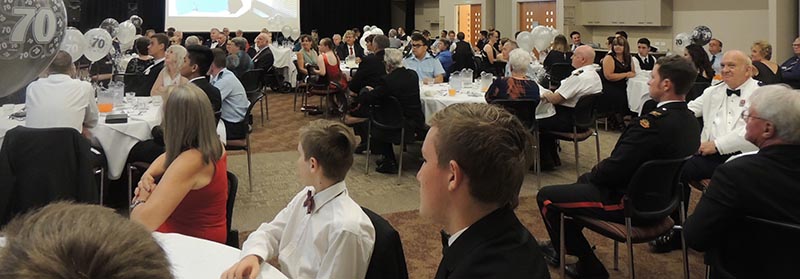 Guests young and old enjoy one of many entertaining speeches at the 206 Squadron, AAFC, 70th Birthday Dinner.