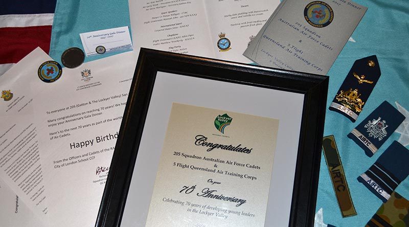 Certificates and letters of congratulations to 205 Squadron AAFC on celebrating its 70th birthday.