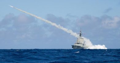 Air Warfare Destroyer HMAS Hobart successfully fires a Harpoon Blast Test Vehicle in the East Australian Exercise Area, proving the capability of the ship to launch Harpoon missiles. Photo by Leading Seaman Peter Thompson.