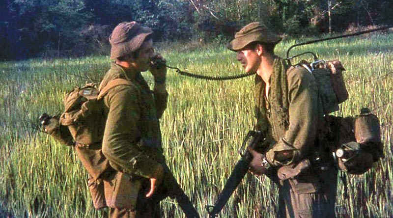 Ian Cavanough (right) showing Roy how to use a radio properly. "He was always seeking my advice."