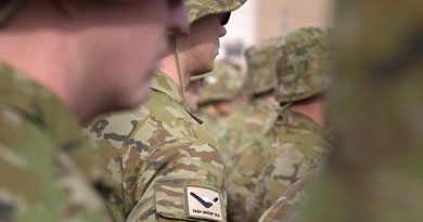 Australian soldiers of Task Group Taji 6 on parade during transfer of authority from TG Taji 5 in Taji, Iraq. Photo by Corporal Steve Duncan.