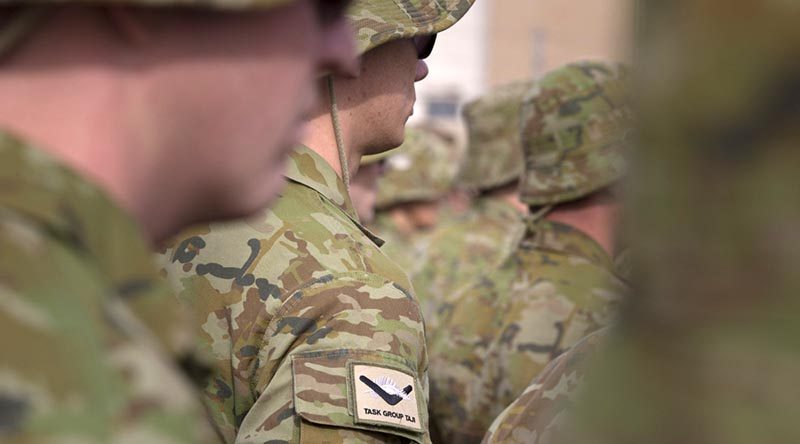 Australian soldiers of Task Group Taji 6 on parade during transfer of authority from TG Taji 5 in Taji, Iraq. Photo by Corporal Steve Duncan.