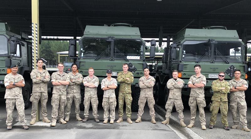 Some of the drivers from the New Zealand Defence Force and Australian Army pose for a photo before leaving for Antarctica to help unload about 3000 tonnes of supplies. NZDF photo.