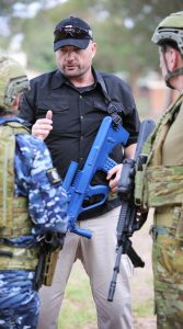 Paul Cale, CEO of Kinetic Fighting, instructs selected Army and RAAF personnel during an ISET training package.