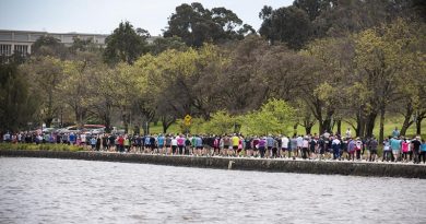 Australian Defence Force and Australian Public Service personnel participating in the ADF Mental Health Walk, a bridge to bridge lap around Lake Burley Griffin, as part Defence Mental Health month, on 7 October, 2016.