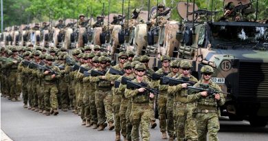 Bushmasters on parade at 1RAR for the first time.