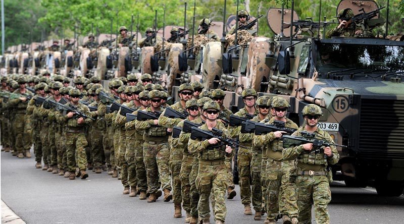 Bushmasters on parade at 1RAR for the first time.