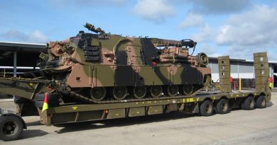 The first of seven M88A2 Hercules armoured recovery vehicles leaves JLU-N after a 'technical refresh' and fresh coat of paint. Photo by WO1 Peter Kirkman.