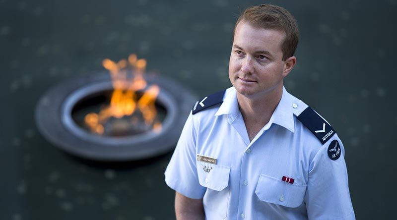 Royal Australian Air Force Leading Aircraftman Ryan Mostyn visits the Australian War Memorial in Canberra, before going to France, where he will participate in the 2018 Anzac Day commemorative program on the Western Front as a member of Australia's Federation Guard. Photo by Leading Seaman Chris Beerens.