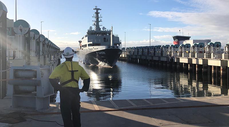 MV Sycamore arrives at Osborne South dockyards for servicing. Photo supplied by ASC Shipbuilding.