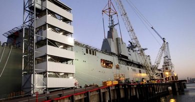 Final fit out of the future HMAS Canberra at the BAE Systems Williamstown Dockyard. Photo by I @B.