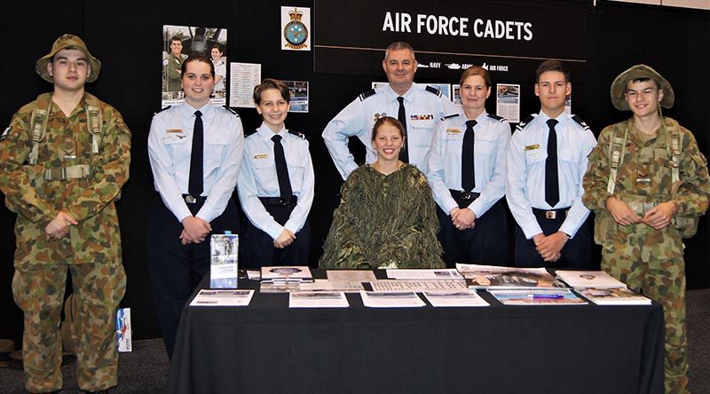 The 6 Wing Public Affairs Team for the Friday afternoon shift (left to right): LCDT Elias Neocleous, No 609 Squadron (Warradale Barracks), CFSGT Casey Dibben, No 608 (Town of Gawler) Squadron; LCDT Beatriz Ribeiro Dos Santos, No 613 Squadron (RAAF Edinburgh); LCDT Courtney Semmler, No 608 Squadron; FLGOFF(AAFC) Paul Rosenzweig, PACO 6 Wing; ACW(AAFC) Lisa Dibben, No 608 Squadron; CCPL Nicholas Sibly, No 601 Squadron (Keswick Barracks); and LCDT Adomas Neocleous, No 609 Squadron.