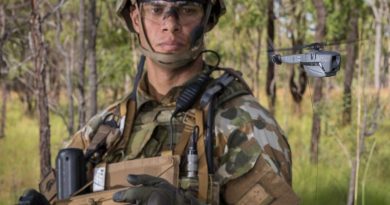 Australian Army Trooper Sam Menzies deploys a PD-100 Black Hornet nano unmanned aircraft during an exercise at Shoalwater Bay. Photo by Nunu Campos.