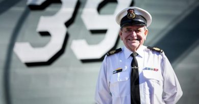 Warrant Officer Boatswain Andrew Freame stands in front of HMAS Hobart reminiscing of his times served on HMAS Hobart (II), before retiring 11 May 2018, following 43 years of service. Photo by Able Seaman Craig Walton.