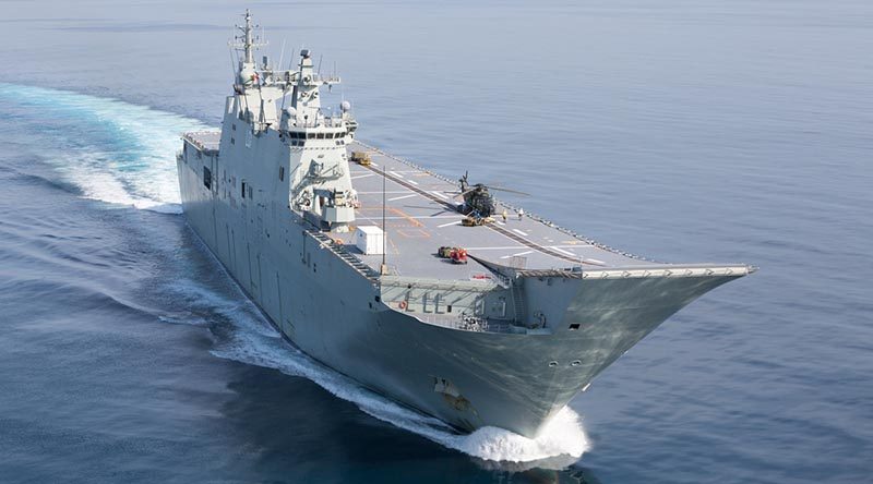 HMAS Adelaide sails the Timor Sea during Indo-Pacific Endeavour 2017. Photo by Leading Seaman Peter Thompson.