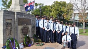 The 6 Wing team who participated in the Service of Commemoration in the West Torrens War Memorial Gardens marking the 70th Anniversary of the commencement of the Malayan Emergency, drawn from 604, 608, 609 and 613 Squadrons, and 606 Flight (the 6 Wing Band). Photo by Flying Officer (AAFC) Paul Rosenzweig.