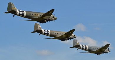 A formation of Douglas DC-3/C-47 Dakotas