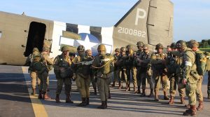 Parachutists prepare to board a C-47 Dakota during 70th anniversary commemorations of D-Day in 2014. Image supplied by Daks Over Normandy.