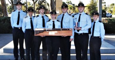 The 622 Squadron team from Murray Bridge, winners of the Wing .22” LR Team Shooting Competition for the third successive year, with LCDT Jacob Lavery holding the .22” LR Champion Shot trophy. All photos by Flying Officer (AAFC) Paul Rosenzweig.