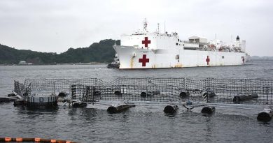 USNS Mercy arrives in Yokosuka, Japan, for a Exercise Pacific Partnership port visit on 10 June 2018. US Navy photo.