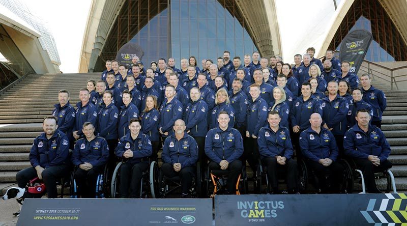 The Australian Invictus Games team on the steps of the Sydney Opera House. Photo by Pilot Officer Aaron Curran.