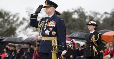 Chief of Defence Force Air Chief Marshal Mark Binskin is ceremonially received on the Queen's Birthday Parade at Rond Terrace, Canberra. The Queen’s Birthday Parade is held to celebrate the official birthday of Her Majesty Queen Elizabeth II, Queen of Australia. The parade was held at Rond Terrace on the foreshore of Lake Burley Griffin on 9 June 2018. The parade is a ceremonial Trooping of the Queen's Colour conducted by the Corps of Staff Cadets of the Royal Military College - Duntroon. Photo by Grace Costa Banson