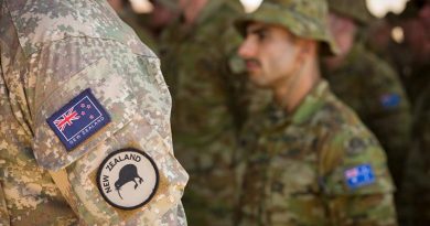 Australian and New Zealand personnel at a transfer of authority ceremony from Task Group Taji 6 to the seventh rotation at Taji Military Complex, Iraq. Photo by Corporal David Said.