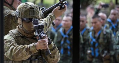 Australian Army soldiers from the 1st Battalion, Royal Australian Regiment, demonstrate room-clearance drills to members of the Royal Thai Army during Exercise Chapel Gold 2018, Chiang Mai Province, Thailand. Photo by Corporal Matthew Bickerton.