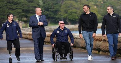 Ian Thorpe at the official launch of ticket sales, on the road cycling course for Invictus Games 2018, at Mrs Macquarie’s Chair on the Sydney Harbour foreshore. He was joined by two members of the 2017 Australian Invictus Games Team – Corporal Sonya Newman and Jeff Wright, plus Chief Delivery Officer of Invictus Games Sydney 2018 Michael Hartung, and NSW Minister for Veterans Affairs David Elliott. Invictus Games official photo