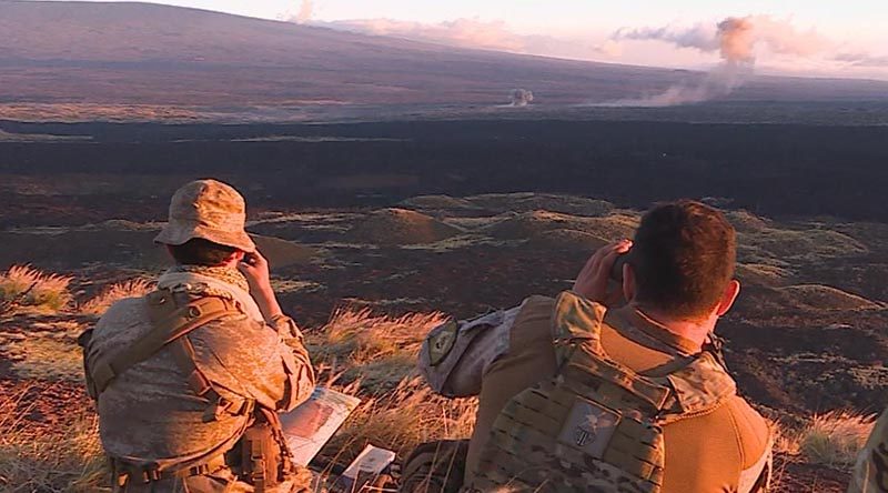 Australian Army Joint Fires Team (JFT) soldiers in Hawaii conduct a fire mission in support of Exercise Rim of the Pacific 2018 (RIMPAC).