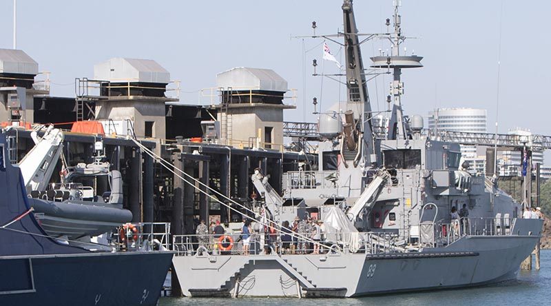 HMAS Childers alongside at Larrakeyah Defence Precinct in Darwin. Photo by Able Seaman Kristian Lee.